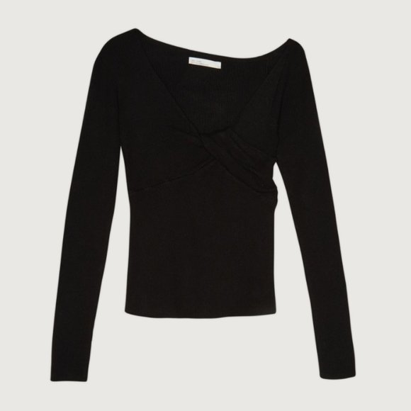 OAK + Fort Off Shoulder Front Twist Sweater - Picture 2 of 3